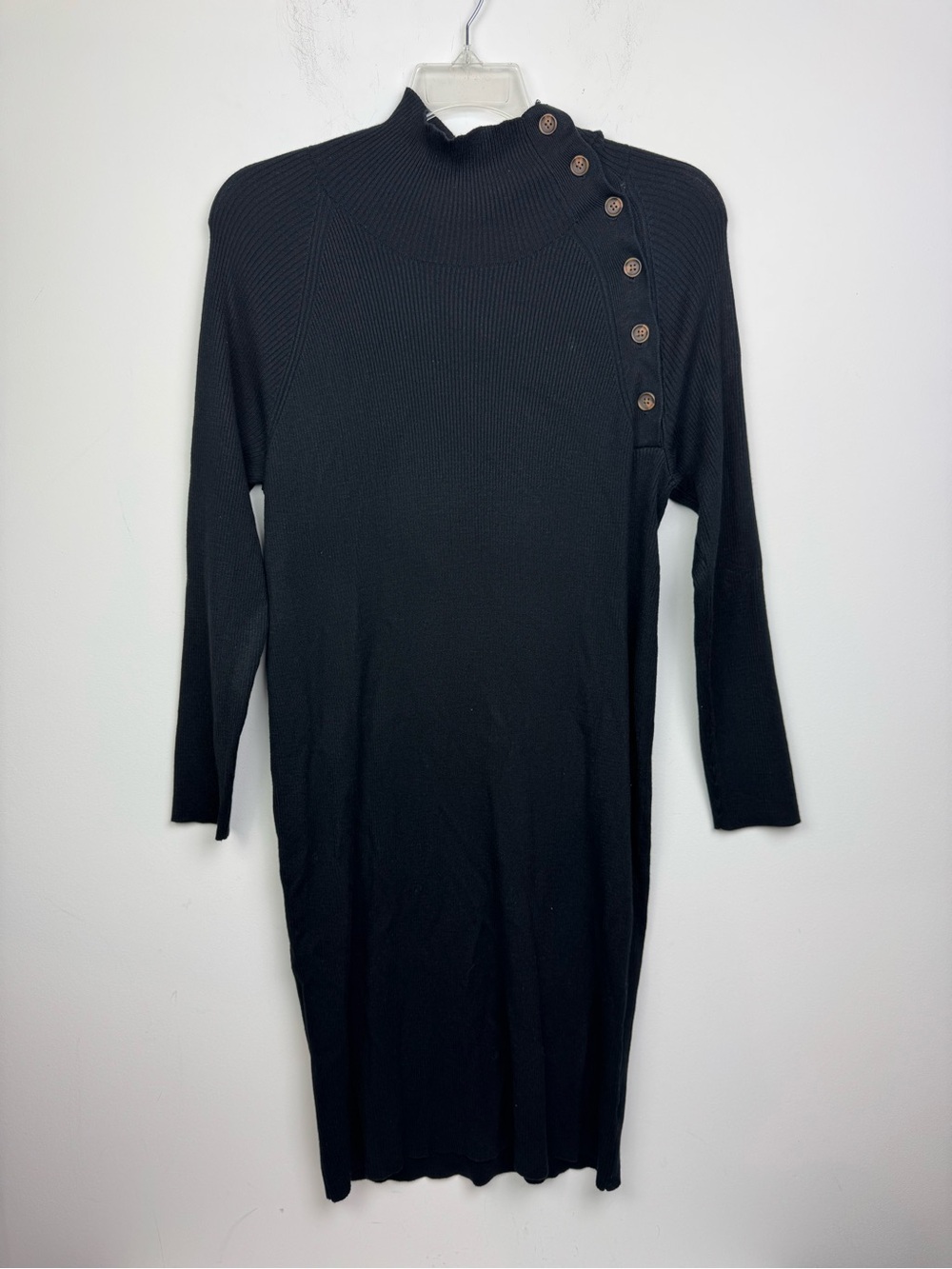 Isabel Maternity Black Tight Knit Ribbed Midi Dress Size Large NEW